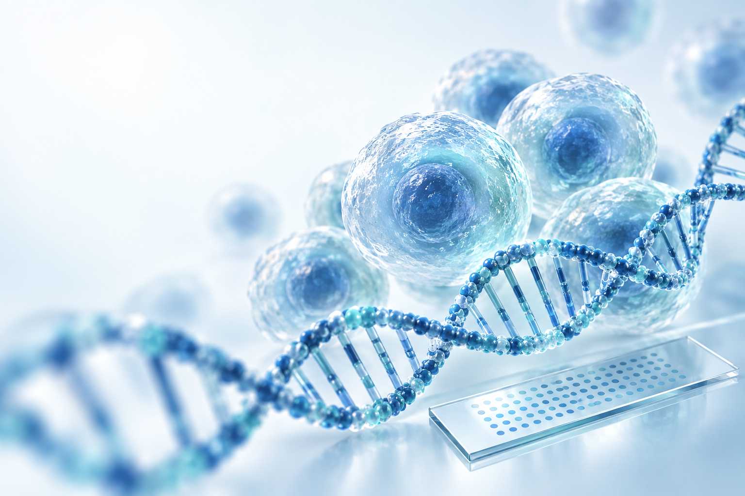 Concept illustration of cells and genomic analysis